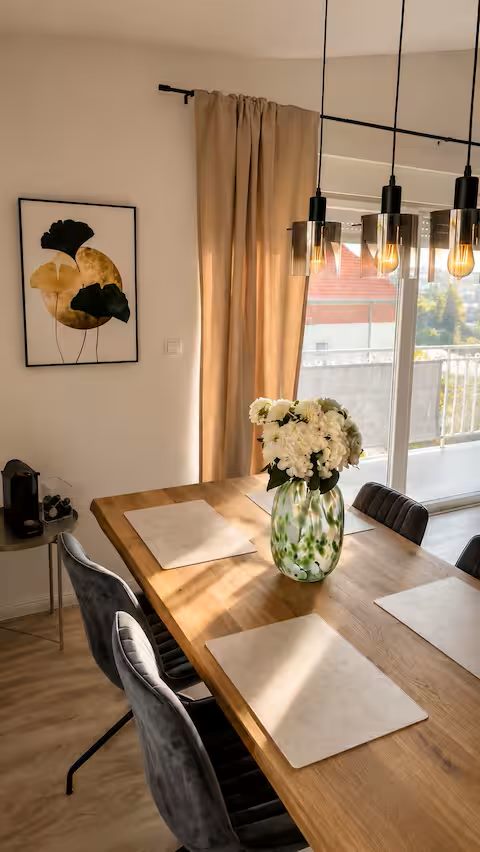 Dining table set for four